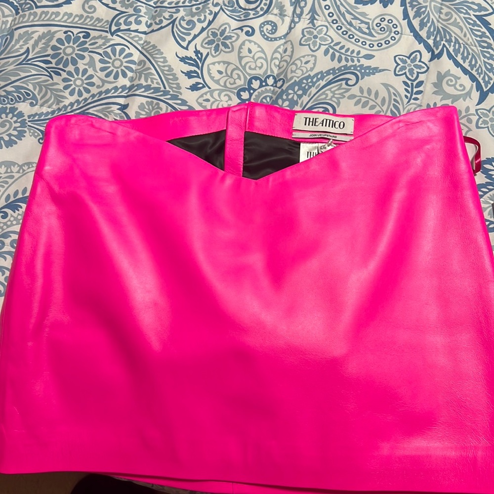 The Attico Leather Pink mini skirt NWT